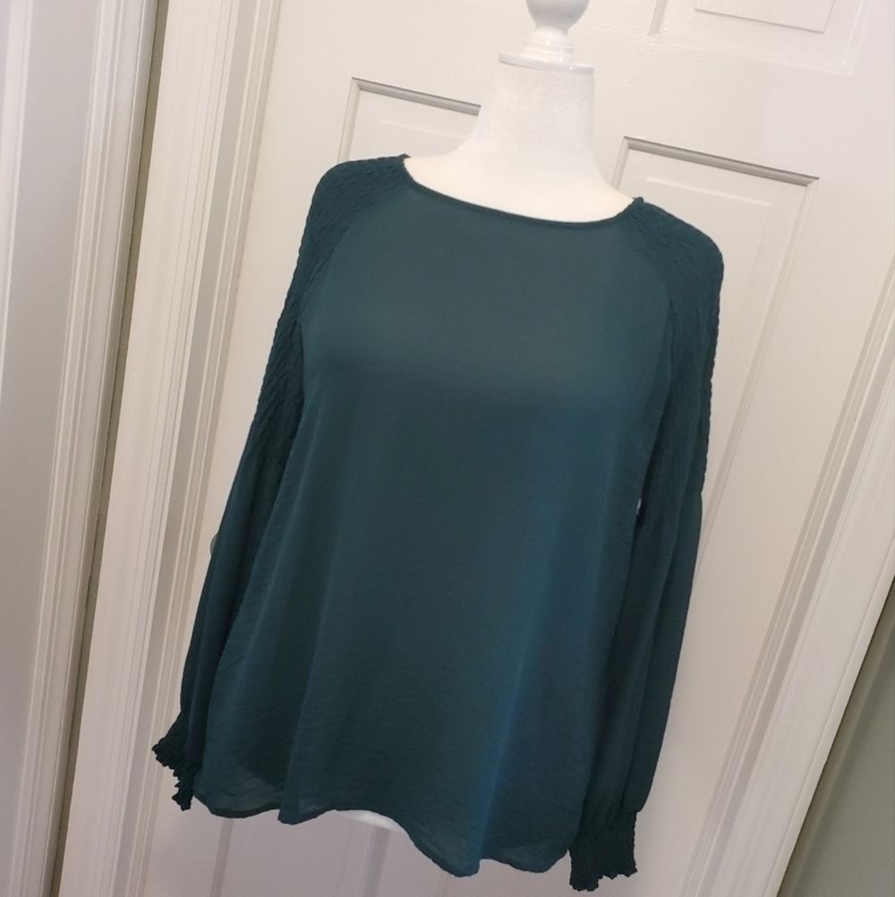 A.N.A Green Tunic Blouse Size XL, Classic Business Casual